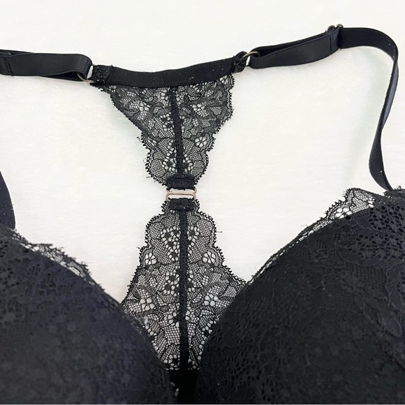 PINK Victoria’s Secret Black Lace Racerback Push-up Bra - Picture 5 of 8